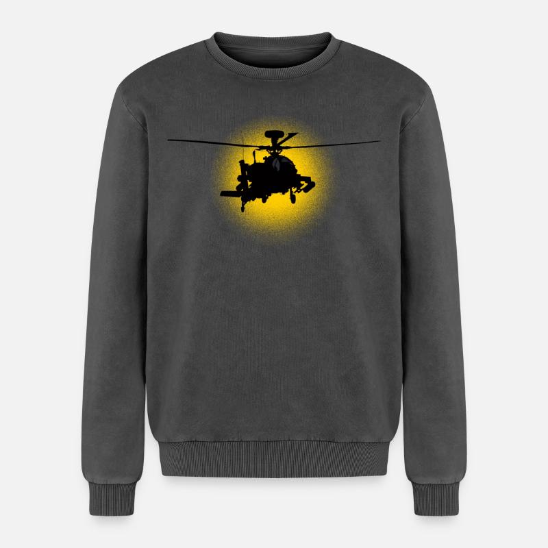 Apache - Sweatshirt unisexe Premium acid-wash en coton - noir délavé acide