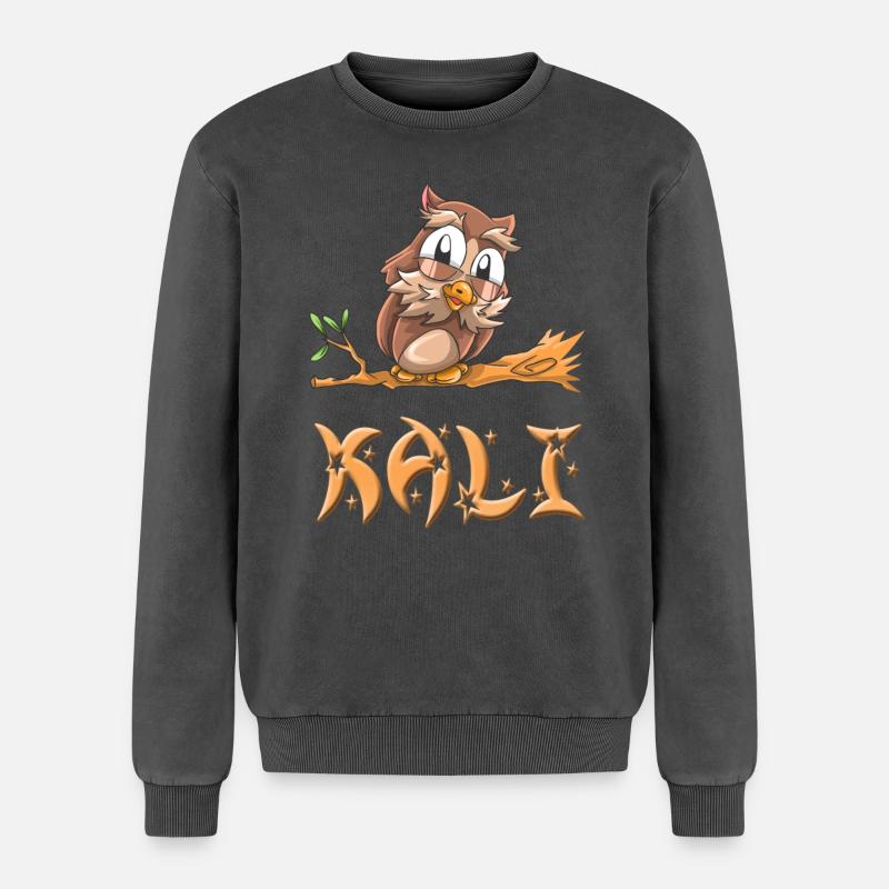 Eule Kali - Relaxed Unisex Premium Acid-Washed Sweatshirt - Schwarz Acid Wash