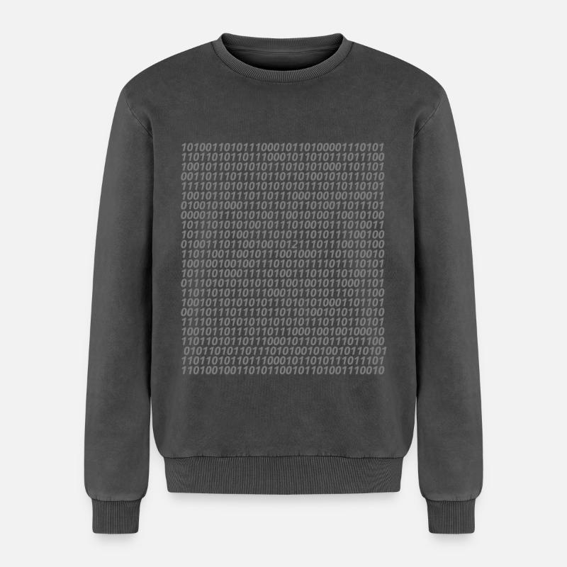 Binary code logo - Relaxed Unisex Premium Acid Washed Sweatshirt - acid washed black