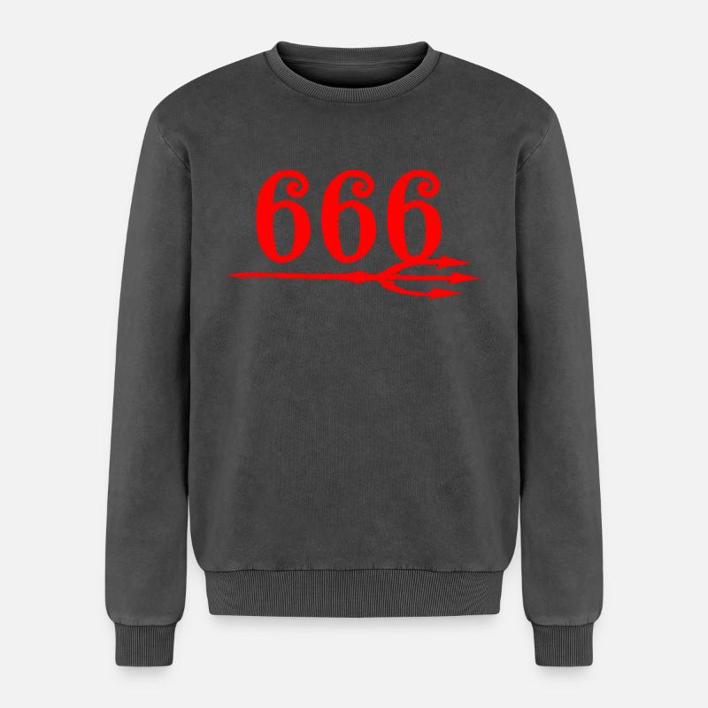 666 Devils Trident - Relaxed Unisex Premium Acid Washed Sweatshirt - acid washed black