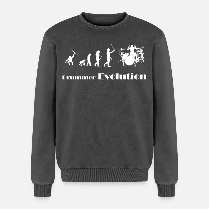 Evolution drummer - Relaxed Unisex Premium Acid Washed Sweatshirt - acid washed black