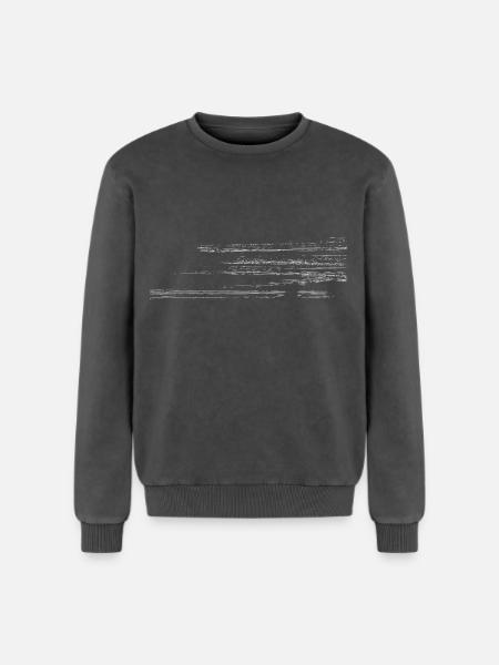 Abstract motif - line / white - Relaxed Unisex Premium Acid Washed Sweatshirt - acid washed black