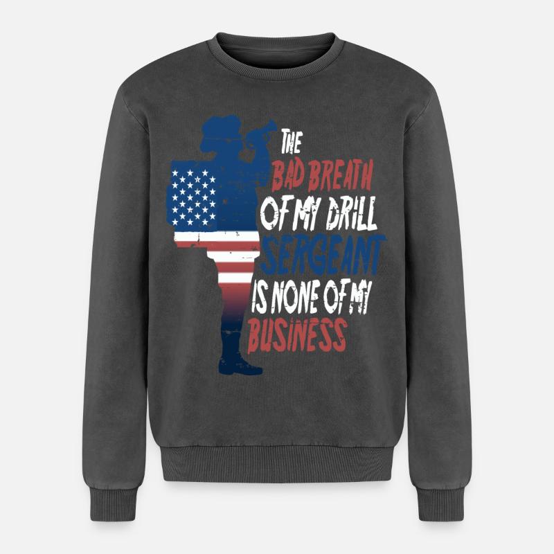 Drill Sergeant - Relaxed Unisex Premium Acid-Washed Sweatshirt - Schwarz Acid Wash