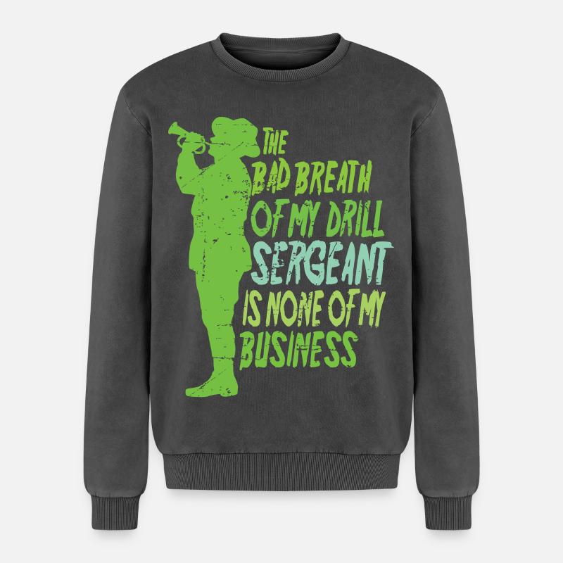 Drill Sergeant - Relaxed Unisex Premium Acid Washed Sweatshirt - acid washed black