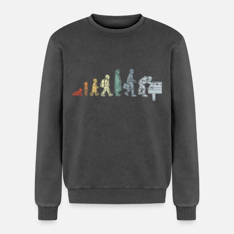 Pool Evolution - Relaxed Unisex Premium Acid-Washed Sweatshirt - Schwarz Acid Wash