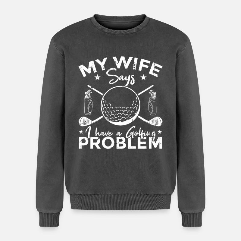 Golf Problems - Relaxed Unisex Premium Acid Washed Sweatshirt - acid washed black