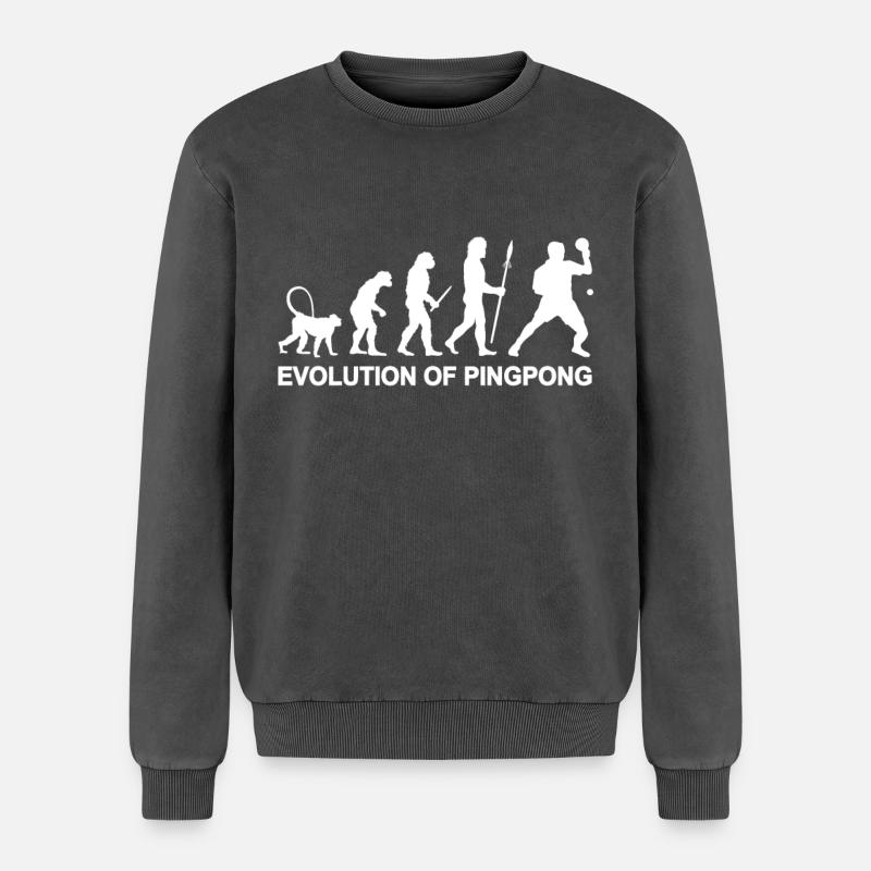 Ping Pong Evolution - Relaxed Unisex Premium Acid-Washed Sweatshirt - Schwarz Acid Wash