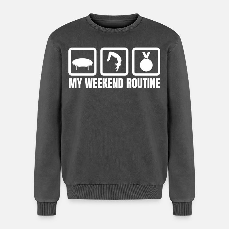 Trampolin Wochenendroutine - Relaxed Unisex Premium Acid-Washed Sweatshirt - Schwarz Acid Wash