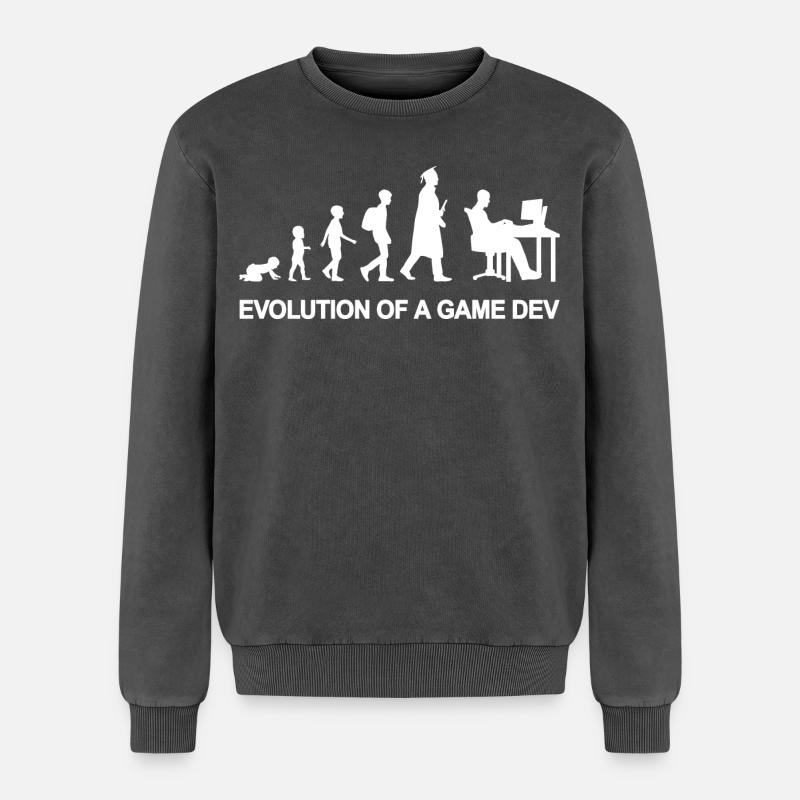 Game Developer Evolution - Relaxed Unisex Premium Acid-Washed Sweatshirt - Schwarz Acid Wash