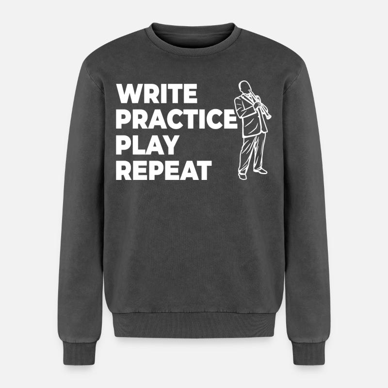 Writing, practicing, playing, repeating - Relaxed Unisex Premium Acid Washed Sweatshirt - acid washed black