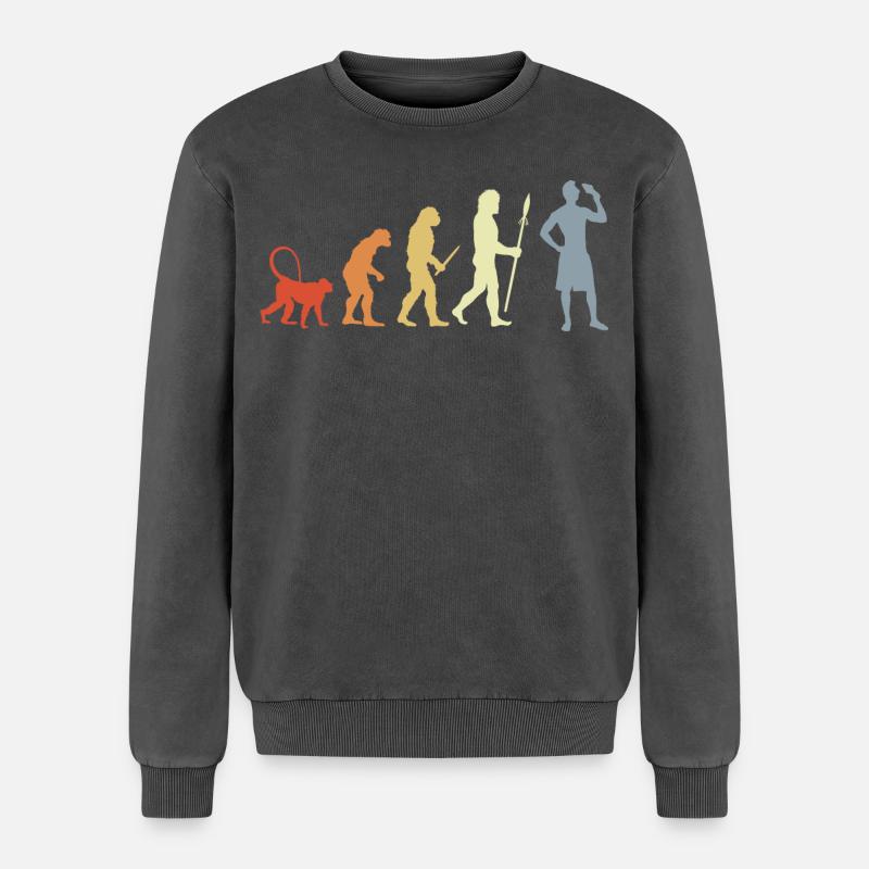 Evolution Eiscreme Liebhaber - Relaxed Unisex Premium Acid-Washed Sweatshirt - Schwarz Acid Wash