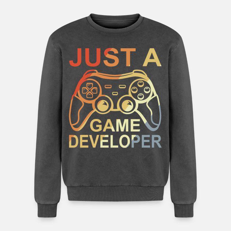 Game Developer - Relaxed Unisex Premium Acid Washed Sweatshirt - acid washed black