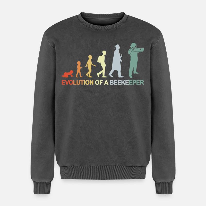 Imker Evolution - Relaxed Unisex Premium Acid-Washed Sweatshirt - Schwarz Acid Wash