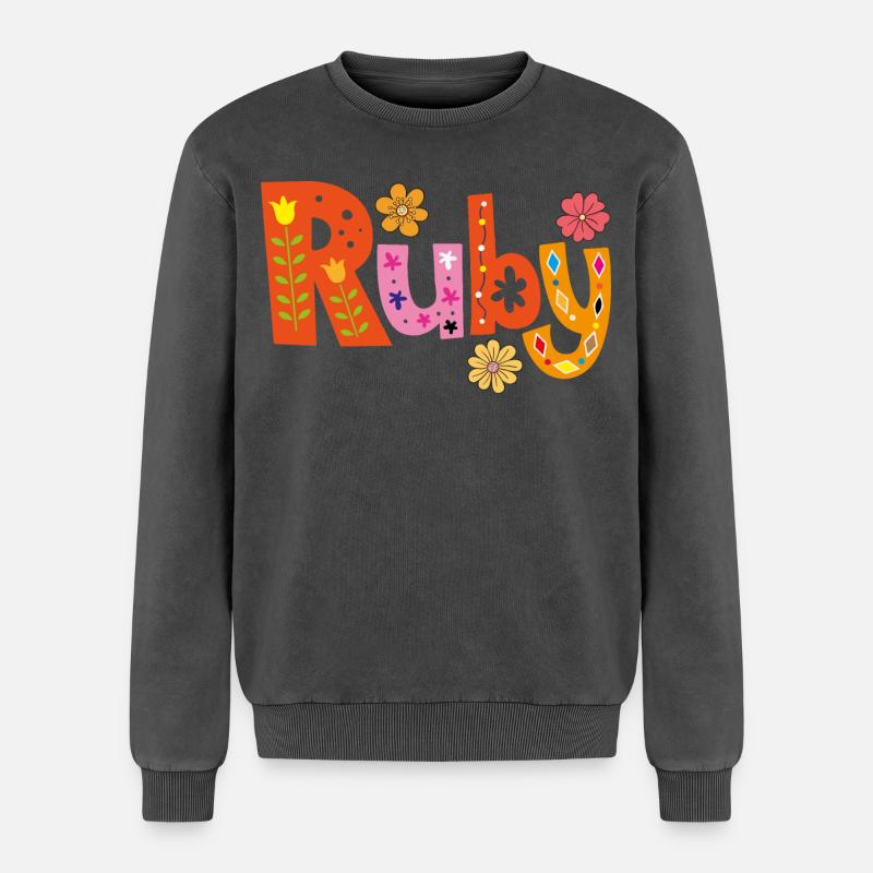 Personalisierter Ruby-Name - Relaxed Unisex Premium Acid-Washed Sweatshirt - Schwarz Acid Wash
