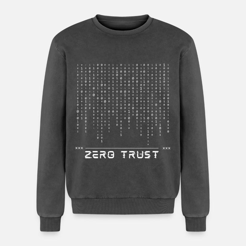 Zero Trust Binary Code - Relaxed Unisex Premium Acid Washed Sweatshirt - acid washed black