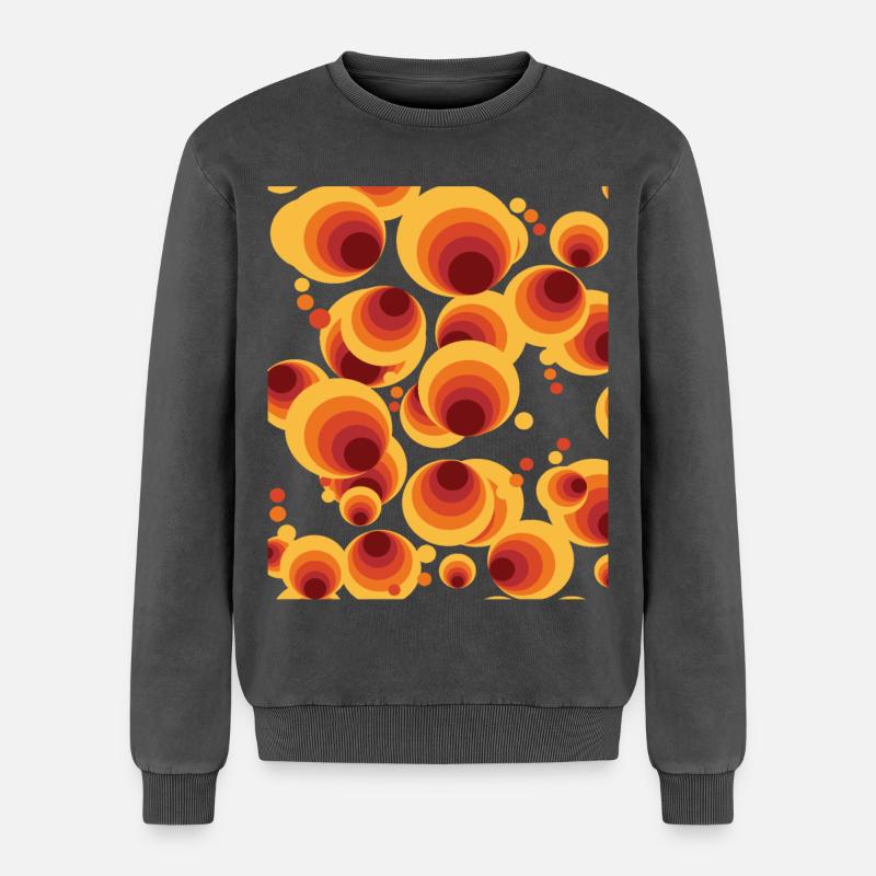 Abstract Polka Dots Circle Pattern - Relaxed Unisex Premium Acid Washed Sweatshirt - acid washed black