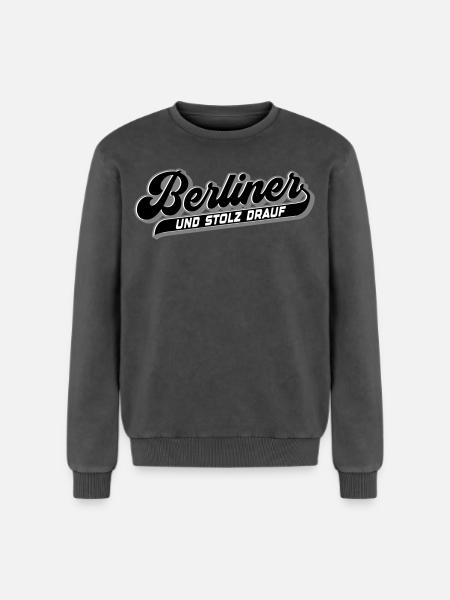 Berliner und Stolz drauf | Farben änderbar - Relaxed Unisex Premium Acid-Washed Sweatshirt - Schwarz Acid Wash