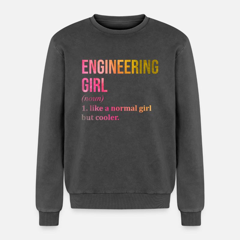 Engineering - Relaxed Unisex Premium Acid Washed Sweatshirt - acid washed black