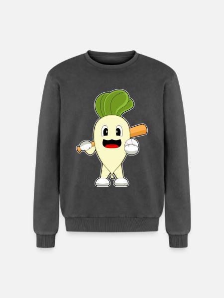 Radish Baseball Baseball Bat - Relaxed Unisex Premium Acid Washed Sweatshirt - acid washed black