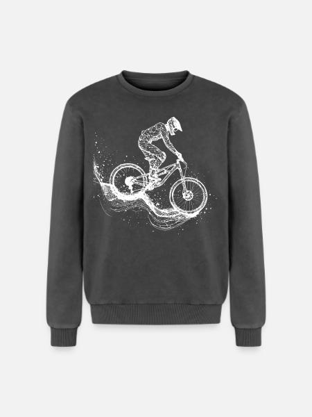 Dessin VTT - Sweatshirt unisexe Premium acid-wash en coton - noir délavé acide