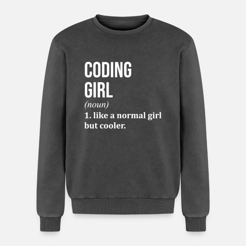 Codierung - Relaxed Unisex Premium Acid-Washed Sweatshirt - Schwarz Acid Wash