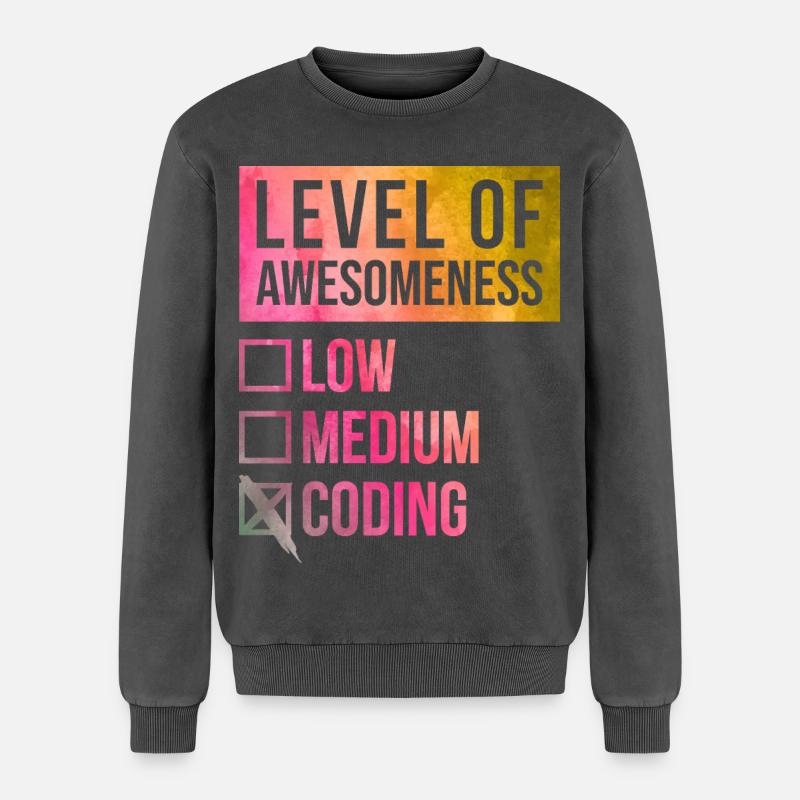 Codierung - Relaxed Unisex Premium Acid-Washed Sweatshirt - Schwarz Acid Wash