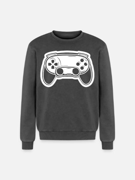 Video Game Controller Drawing - Relaxed Unisex Premium Acid Washed Sweatshirt - acid washed black