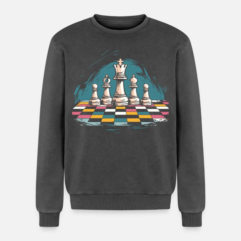 Chess Graphics - Relaxed Unisex Premium Acid Washed Sweatshirt - acid washed black