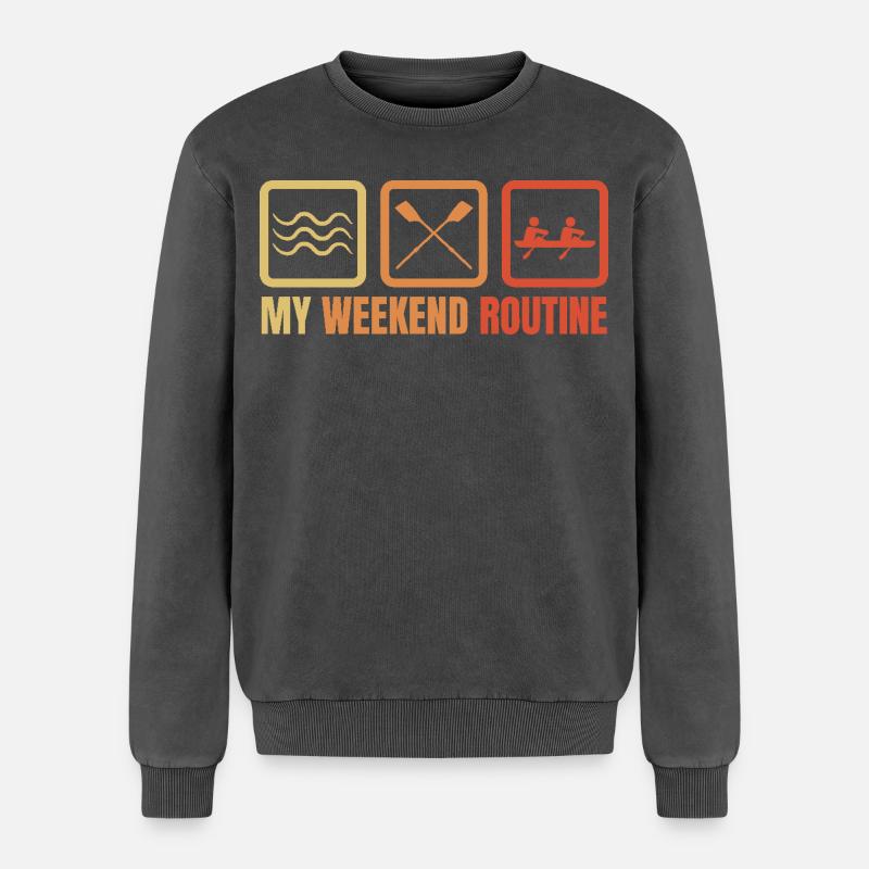 Ruderer Wochenendroutine - Relaxed Unisex Premium Acid-Washed Sweatshirt - Schwarz Acid Wash