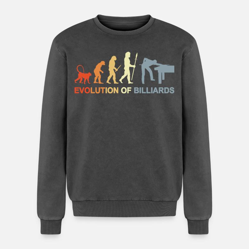 Pool Billiards Evolution - Relaxed Unisex Premium Acid Washed Sweatshirt - acid washed black
