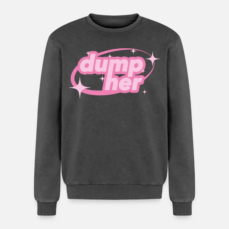 Dump Her – Y2K Statement - Relaxed Unisex Premium Acid-Washed Sweatshirt - Schwarz Acid Wash