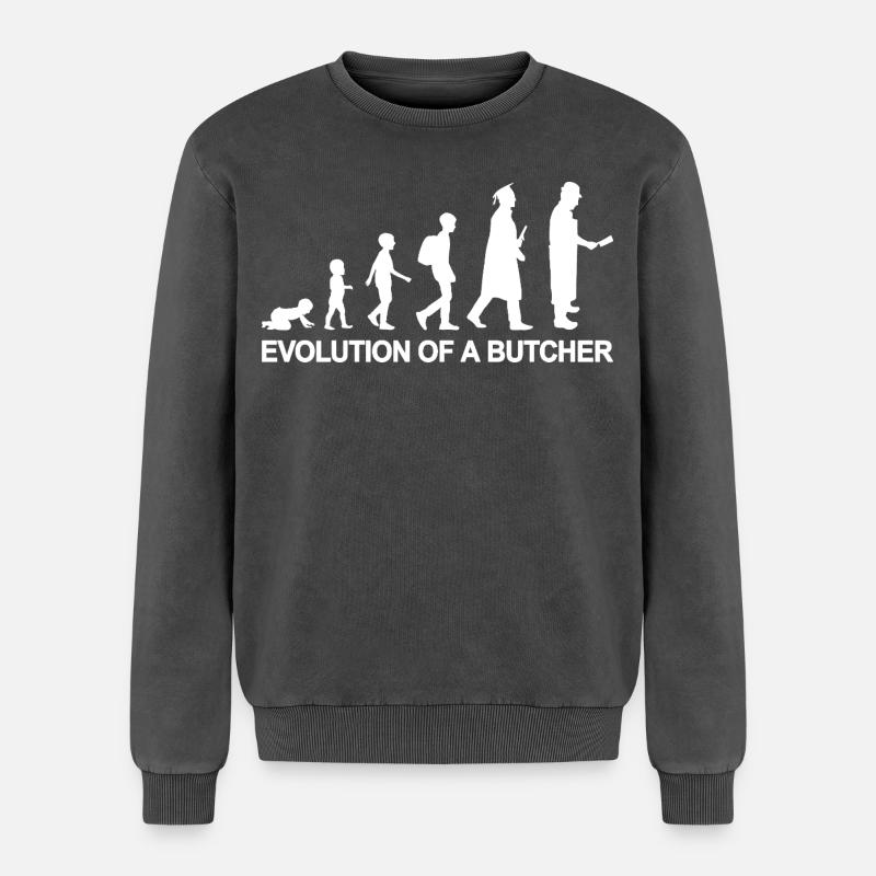 Butcher Evolution - Relaxed Unisex Premium Acid Washed Sweatshirt - acid washed black
