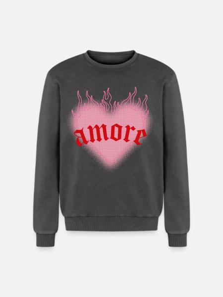 Burning love - Relaxed Unisex Premium Acid Washed Sweatshirt - acid washed black