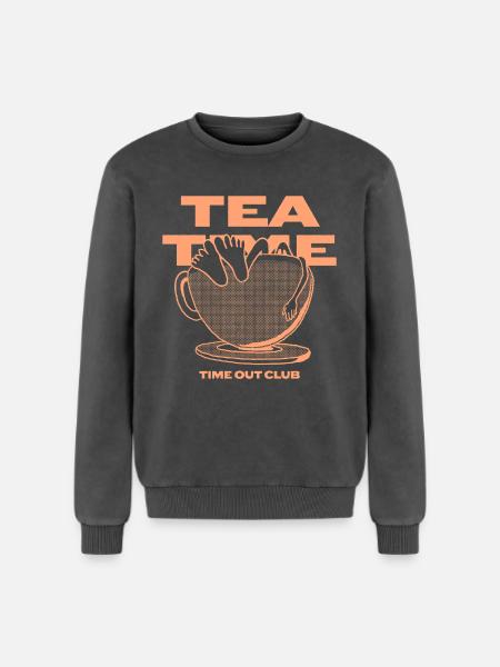 Tea Time – Relaxing Time Out - Relaxed Unisex Premium Acid Washed Sweatshirt - acid washed black