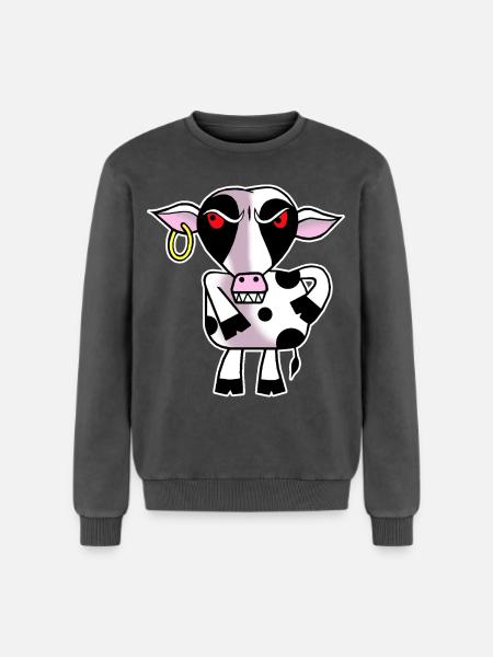 Angry cow - Relaxed Unisex Premium Acid Washed Sweatshirt - acid washed black