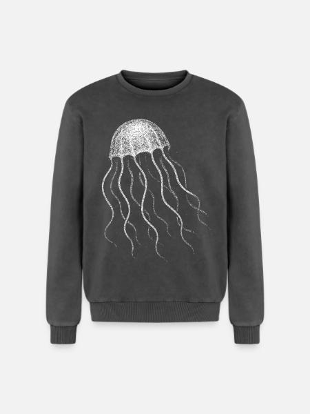 Méduse - Sweatshirt unisexe Premium acid-wash en coton - noir délavé acide
