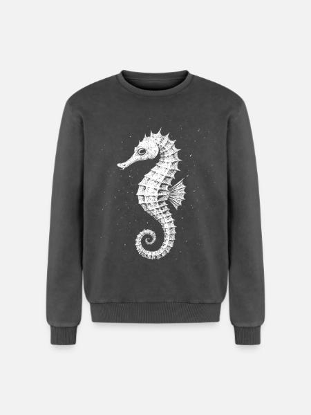 Seepferdchen - Relaxed Unisex Premium Acid-Washed Sweatshirt - Schwarz Acid Wash