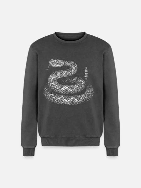 Snake - Relaxed Unisex Premium Acid Washed Sweatshirt - acid washed black
