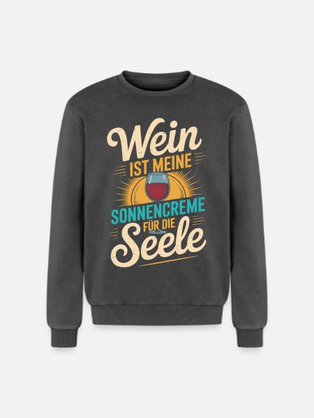 Wein als Sonnencreme der Seele - Relaxed Unisex Premium Acid-Washed Sweatshirt - Schwarz Acid Wash