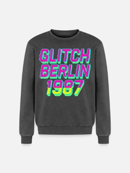 Glitch Berlin 1987 - Relaxed Unisex Premium Acid-Washed Sweatshirt - Schwarz Acid Wash