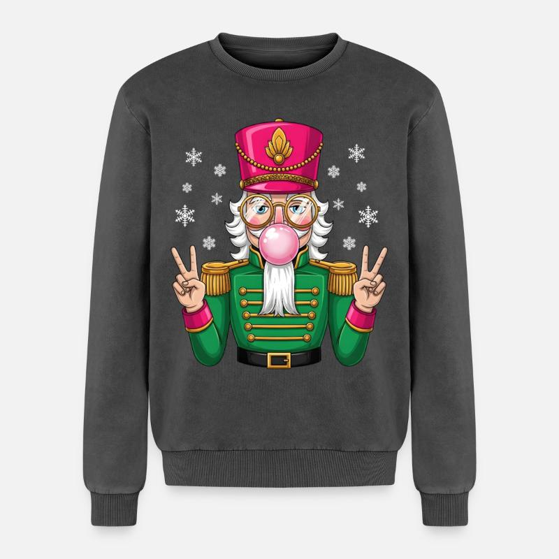 Nutcracker Bubble Gum - Relaxed Unisex Premium Acid-Washed Sweatshirt - Schwarz Acid Wash