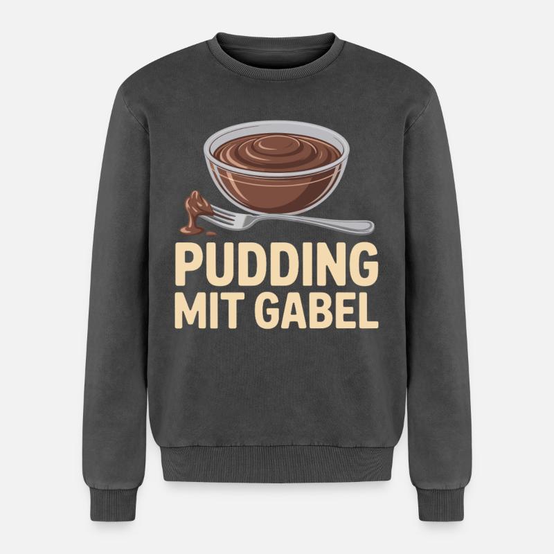 Pudding with fork - Relaxed Unisex Premium Acid Washed Sweatshirt - acid washed black