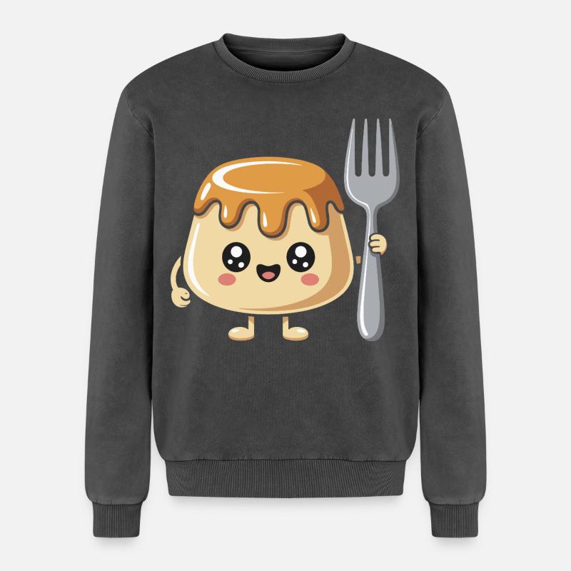 Pudding with fork - Relaxed Unisex Premium Acid Washed Sweatshirt - acid washed black