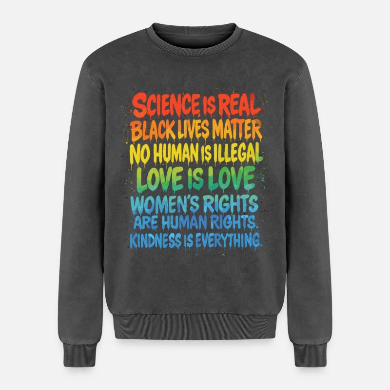 Rainbow Statement – Human Rights Pride - Relaxed Unisex Premium Acid Washed Sweatshirt - acid washed black
