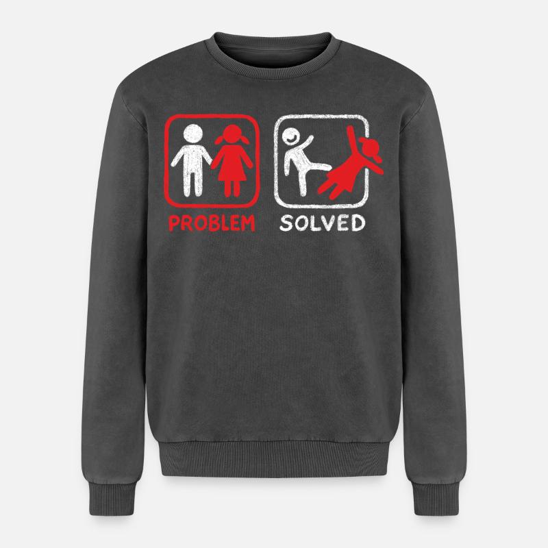 Problem Solved - Relaxed Unisex Premium Acid-Washed Sweatshirt - Schwarz Acid Wash