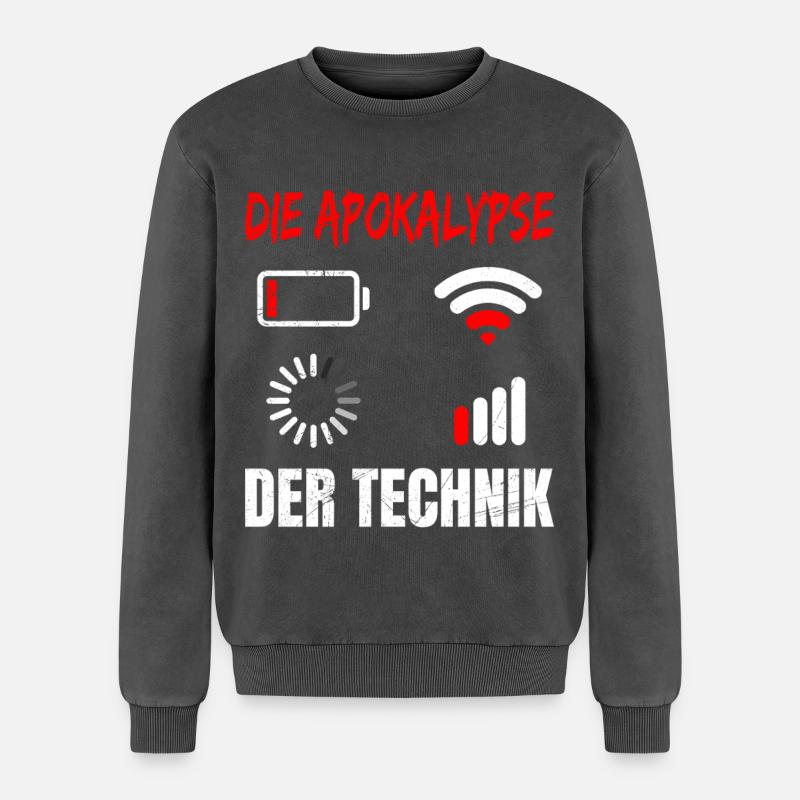 Coder L’APOCALYPSE DE LA TECHNOLOGIE DRÔLE - Sweatshirt unisexe Premium acid-wash en coton - noir délavé acide