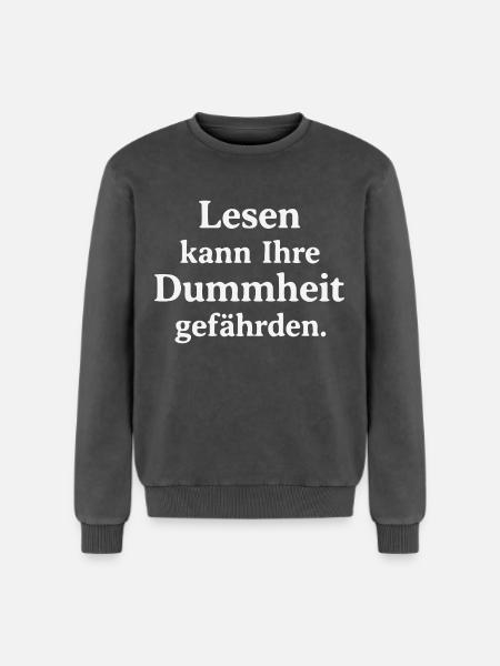 Reading can jeopardize your stupidity - Relaxed Unisex Premium Acid Washed Sweatshirt - acid washed black