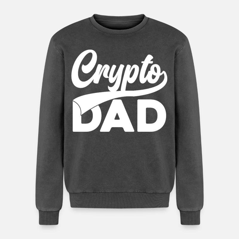 Crypto Dad Script Logo - Relaxed Unisex Premium Acid-Washed Sweatshirt - Schwarz Acid Wash