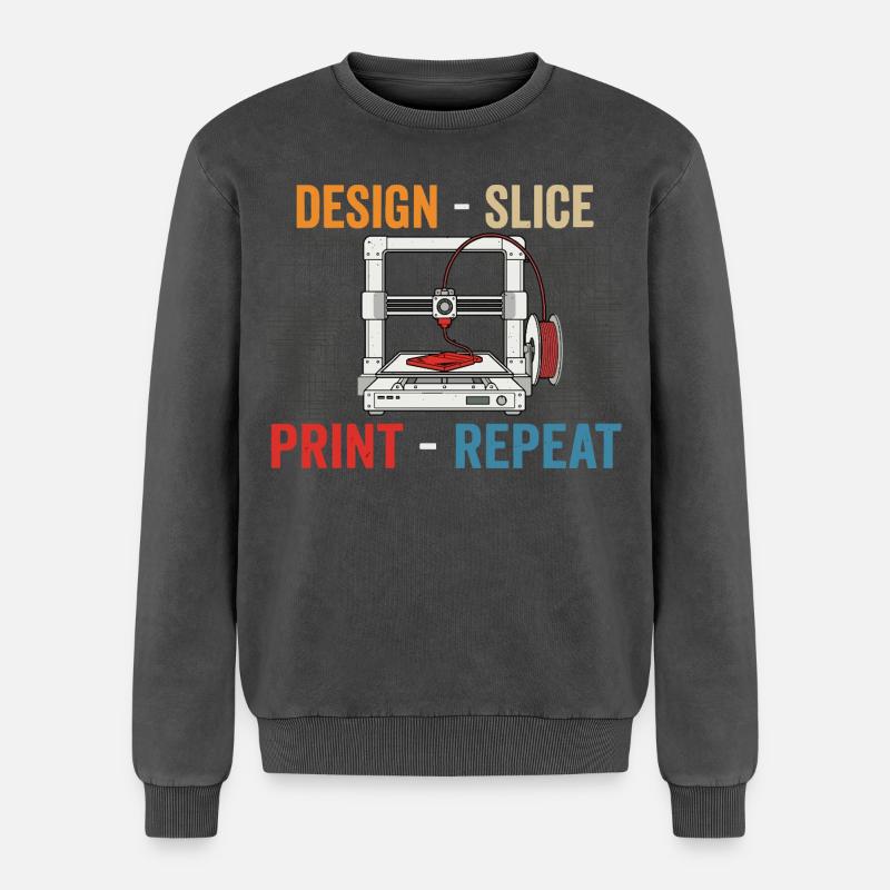 3D-Druck Evolution – Design Slice Print Repeat - Relaxed Unisex Premium Acid-Washed Sweatshirt - Schwarz Acid Wash