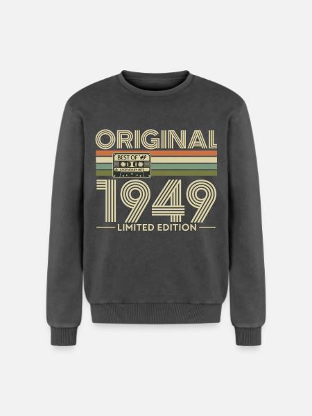 Original 1949 Limited Edition Retro - Relaxed Unisex Premium Acid Washed Sweatshirt - acid washed black